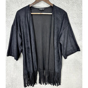 Express‎ Faux Suede Kimono Top One Size Open Front Fringe Boho Festival Western